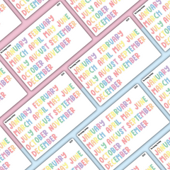 Months of the Year Rainbow Stickers