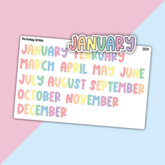 Months of the Year Rainbow Stickers