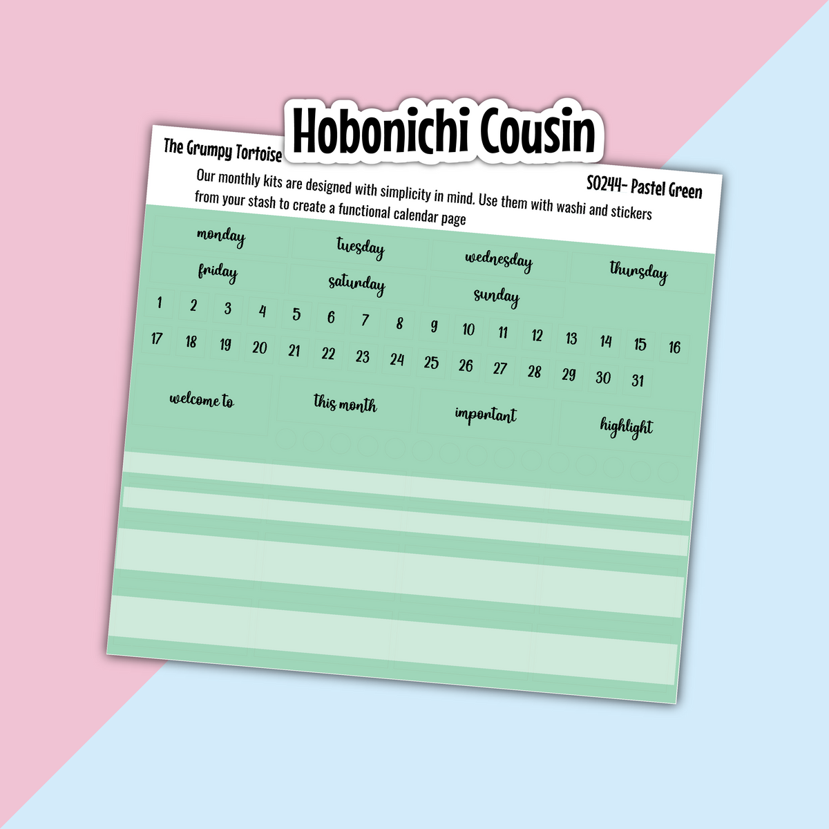 Hobonichi Cousin Monthly Kit - Green