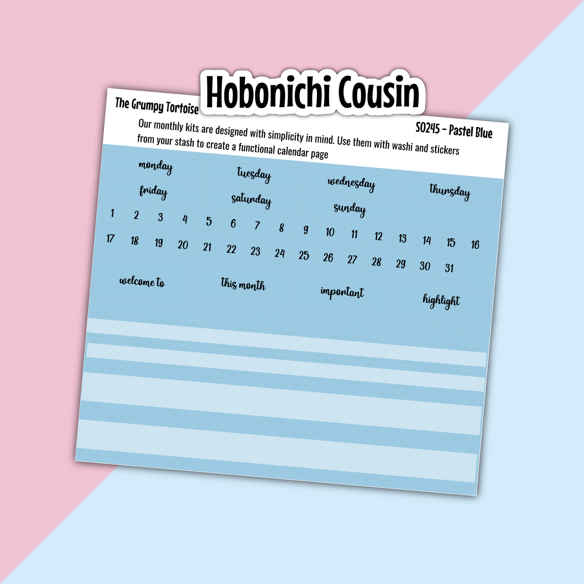 Hobonichi Cousin Monthly Kit - Blue