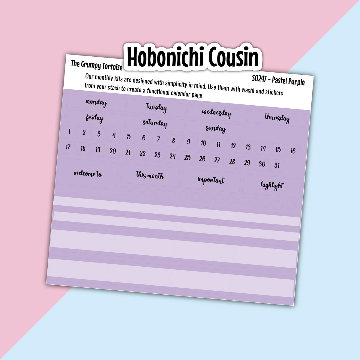 Hobonichi Cousin Monthly Kit - Purple