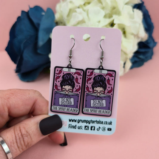 Acrylic Earrings - The Smut Reader Tarot Card Earrings - Book - Gift