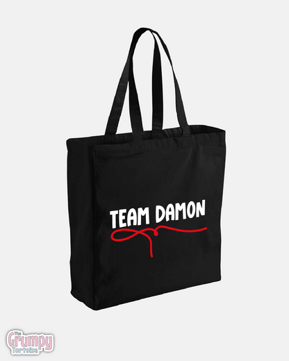 Team Damon Tote Bag - Vampire Diaries Inspired Fandom Tote - Subtle Geek Gift for TV Fans