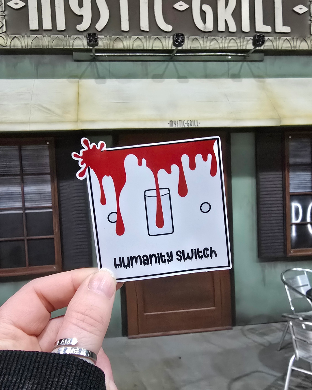 Humanity Switch Sticker – Waterproof Die-Cut Vinyl for TVD Fandom Fans - Hand drawn & Exclusive