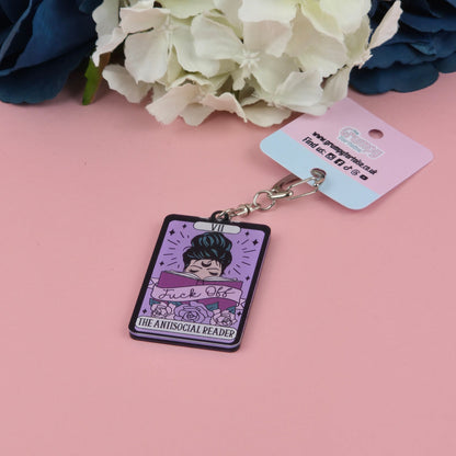 Acrylic Keyring I The Antisocial Reader Tarot Card Keyring I Book I Gift