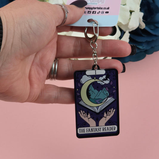 Acrylic Keyring - The Fantasy Reader Tarot Card Keyring - Book - Gift