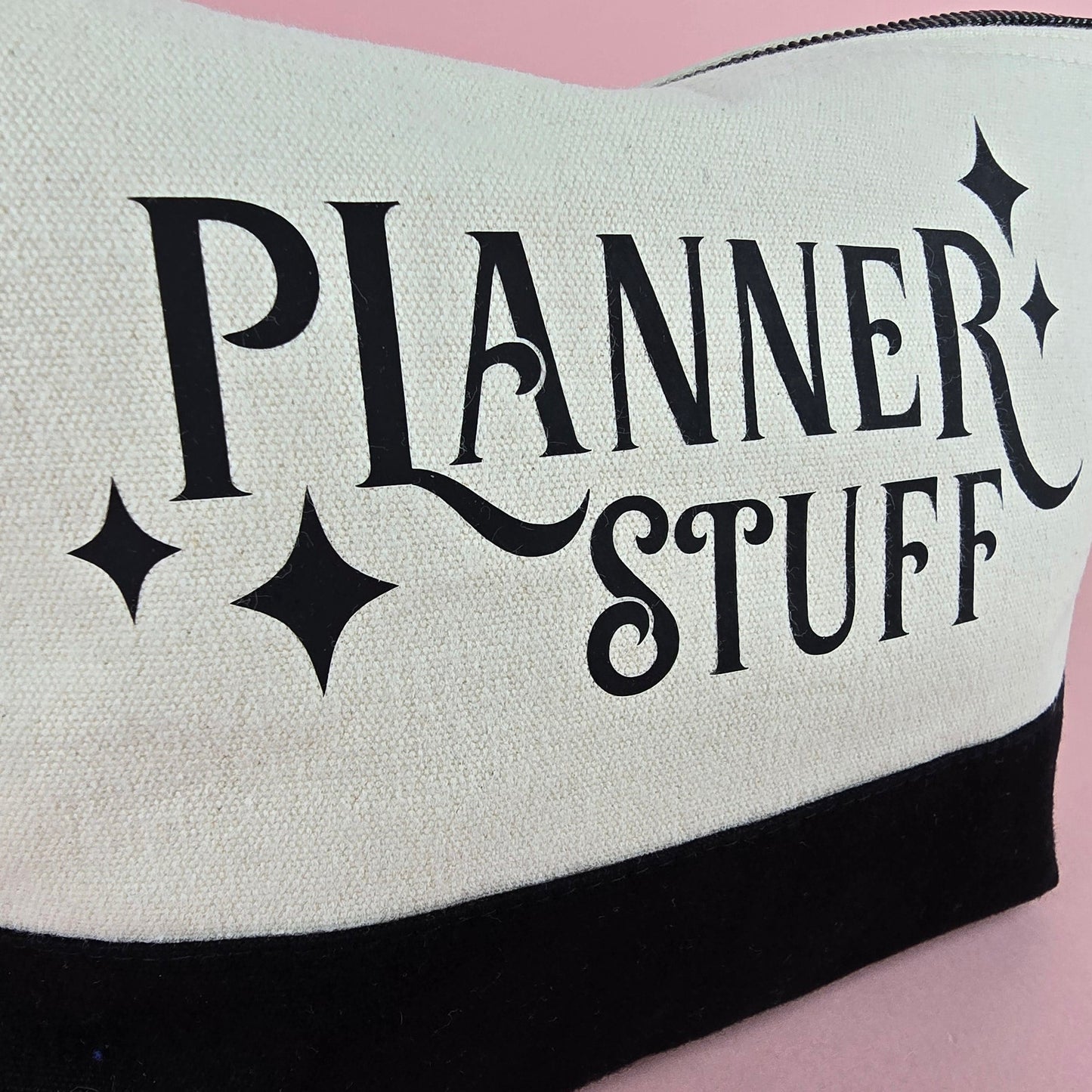 Planner Stuff storage pouch – a zipper bag for organizing stationery, stickers, and journaling supplies.