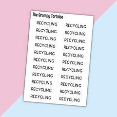 Recycling Mini Text Stickers