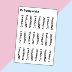 Swimming Mini Text Stickers