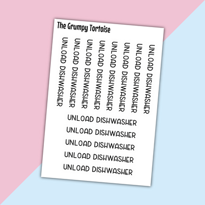 Unload Dishwasher Mini Text Stickers