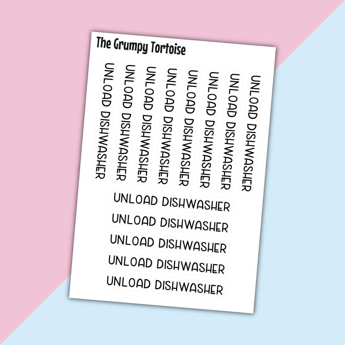 Unload Dishwasher Mini Text Stickers